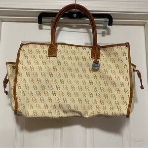 Dooney & Bourke Cream and Brown Logo Tote